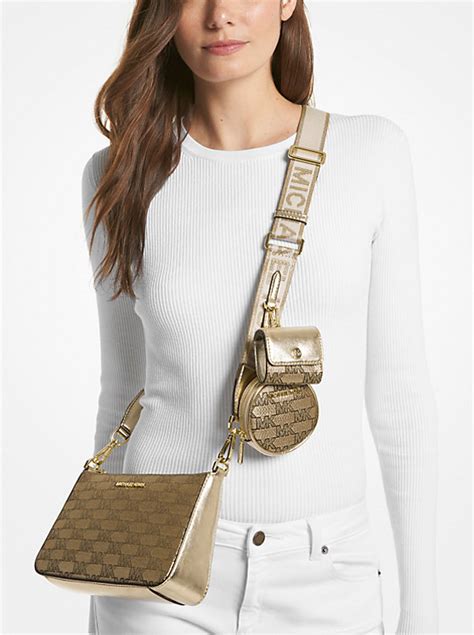 michael kors jet set logo jacquard wrap|Jet Set Medium Metallic Logo Jacquard Crossbody Bag .